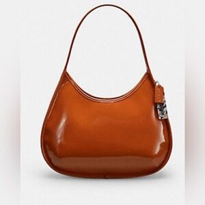 Coach Coachtopia Ergo Bag CQ003 Crinkle Patent Leather Burnished Amber EUC Rare